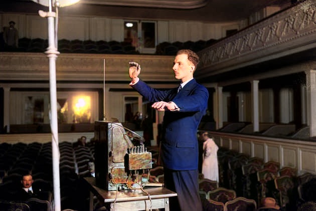 Léon Theremin playing the Theremin